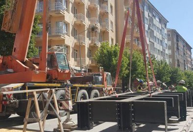 Hamamyolu Üst Geçit Köprüsü Çelik Konstrüksiyon Montajı